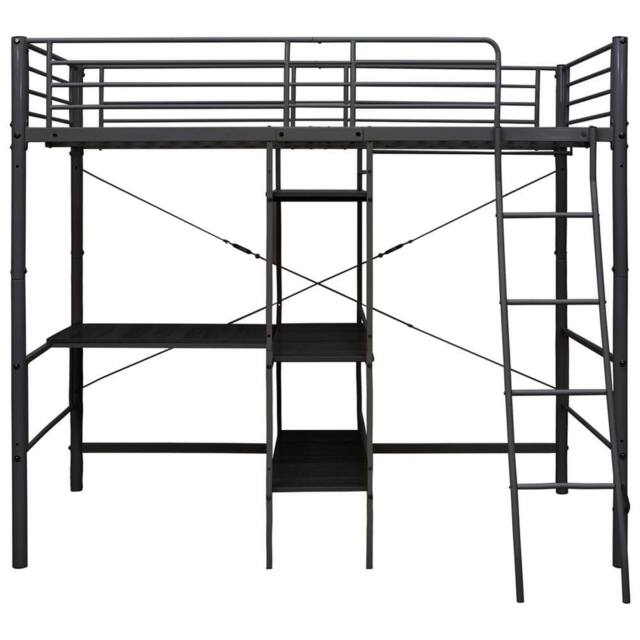 Berkfield Home Elegant Bunk Bed with Table Frame Black Metal 90x200 cm - image 1