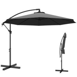 OUTSUNNY 3(m) Banana Parasol Cantilever Umbrella Garden in Grey - Size: 3m x 3m - thumbnail 2