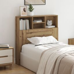 Berkfield Home Headboard Cabinet with Shelf Artisan oak 100 x 19 x 103.5 cm in Brown - thumbnail 1