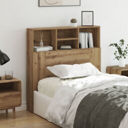 Berkfield Home Headboard Cabinet with Shelf Artisan oak 100 x 19 x 103.5 cm in Brown - thumbnail 4