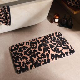 OHS Leopard Bath Mat Cushioned Non Slip Shower Bathroom Mat Absorbent in Medium Beige - thumbnail 1