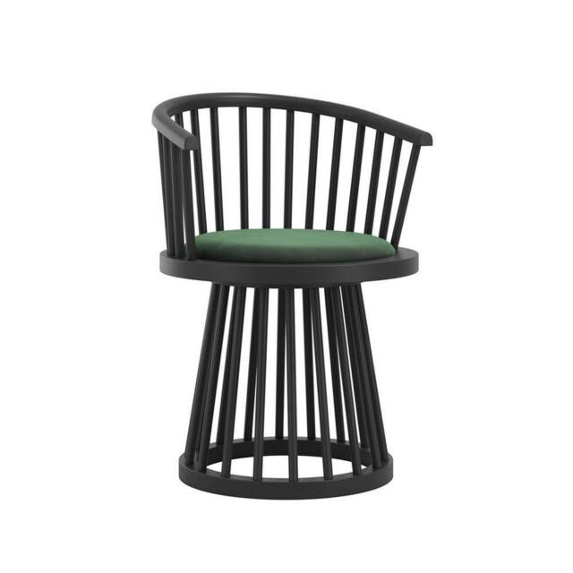 Lemon Pavilion Furniture Lina Indoor Dining Chair - Velvet/Wood - L53xW57xH78.5 cm in Black - image 1