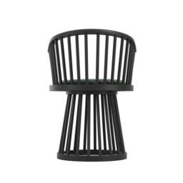 Lemon Pavilion Furniture Lina Indoor Dining Chair - Velvet/Wood - L53xW57xH78.5 cm in Black - thumbnail 4