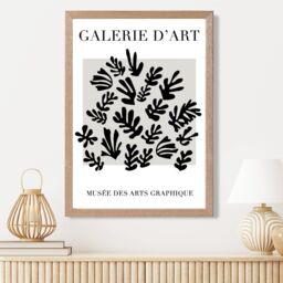 ARTZE Matisse Floral Cutout Grey & Black Framed Print SIZE: A2 with Oak Frame - Size: A4 - thumbnail 2