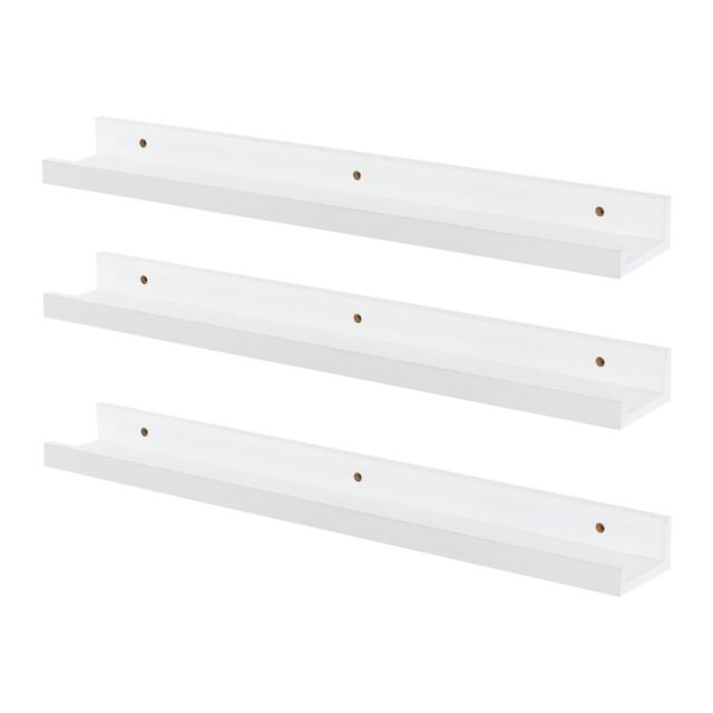 Harbour Housewares 6x Floating 57cm Picture Ledge Shelves - Wall Mounted Display Shelf in White - image 1