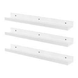 Harbour Housewares 6x Floating 57cm Picture Ledge Shelves - Wall Mounted Display Shelf in White - thumbnail 1