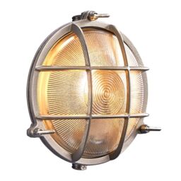 Nordlux Polperro Outdoor Wall Light Nickel Brass Garden E27 IP64 Mains in Metallic Silver