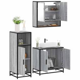 Berkfield Home Durable 3 Piece Bathroom Furniture Set Grey Sonoma Engineered Wood - thumbnail 2