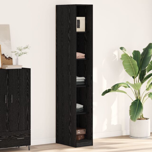 Berkfield Home Black Oak Wardrobe - 30x50x200 cm, Made from Engineered Wood - Size: 30 x 50 x 200 cm - image 1