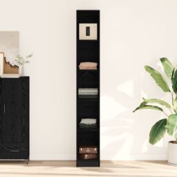 Berkfield Home Black Oak Wardrobe - 30x50x200 cm, Made from Engineered Wood - Size: 30 x 50 x 200 cm - thumbnail 4