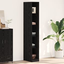 Berkfield Home Black Oak Wardrobe - 30x50x200 cm, Made from Engineered Wood - Size: 30 x 50 x 200 cm - thumbnail 1