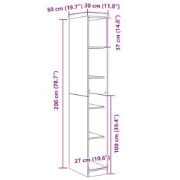 Berkfield Home Black Oak Wardrobe - 30x50x200 cm, Made from Engineered Wood - Size: 30 x 50 x 200 cm - thumbnail 9