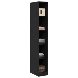 Berkfield Home Black Oak Wardrobe - 30x50x200 cm, Made from Engineered Wood - Size: 30 x 50 x 200 cm - thumbnail 3