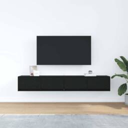 Berkfield Home TV Cabinets 2 pcs Black Oak 80x31x25.5 cm Engineered Wood - thumbnail 3
