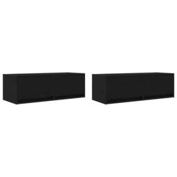 Berkfield Home TV Cabinets 2 pcs Black Oak 80x31x25.5 cm Engineered Wood - thumbnail 1