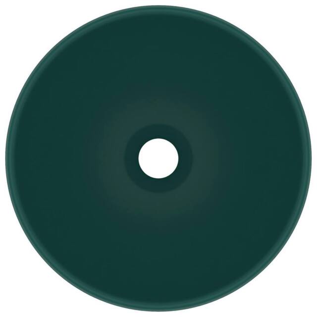 Berkfield Home Luxury Bathroom Basin Round Matt Dark Green 32.5x14 cm Ceramic - image 1