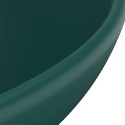 Berkfield Home Luxury Bathroom Basin Round Matt Dark Green 32.5x14 cm Ceramic - thumbnail 5
