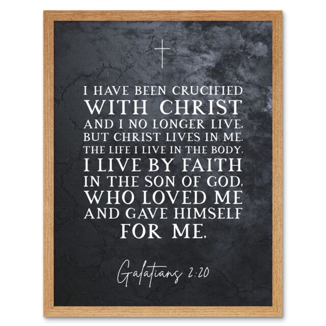 Artery8 Wall Art Print Galatians 2:20 Christ Lives in Me I live By Faith in the Son Of God Christian Bible Verse Quote Scripture Typography Art - image 1