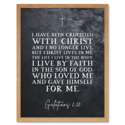Artery8 Wall Art Print Galatians 2:20 Christ Lives in Me I live By Faith in the Son Of God Christian Bible Verse Quote Scripture Typography Art - thumbnail 1