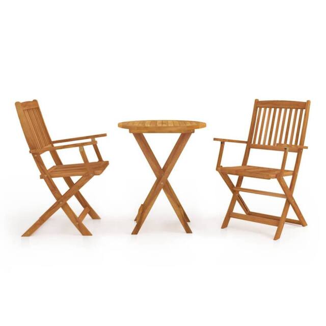 Berkfield Home 3 Piece Folding Bistro Set solid Acacia Wood in Brown - image 1