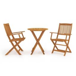 Berkfield Home 3 Piece Folding Bistro Set solid Acacia Wood in Brown - thumbnail 1