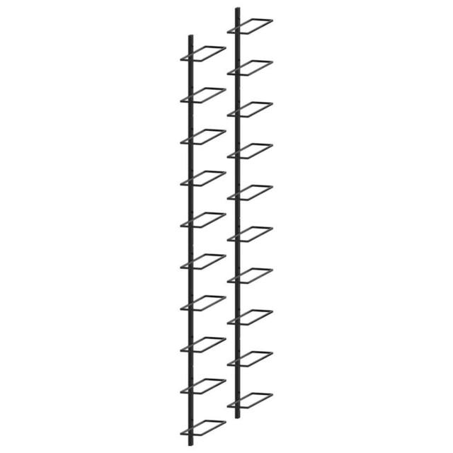 Berkfield Home Wall-mounted Wine Racks for 20 Bottles 2 pcs Black Metal - image 1