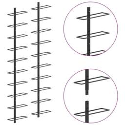Berkfield Home Wall-mounted Wine Racks for 20 Bottles 2 pcs Black Metal - thumbnail 4