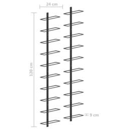 Berkfield Home Wall-mounted Wine Racks for 20 Bottles 2 pcs Black Metal - thumbnail 6