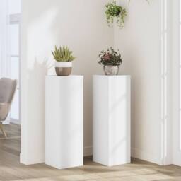 Berkfield Home Plant Stand 2pcs White 25x25x80 cm Engineered Wood - Size: 25 x 25 x 80 cm - thumbnail 2