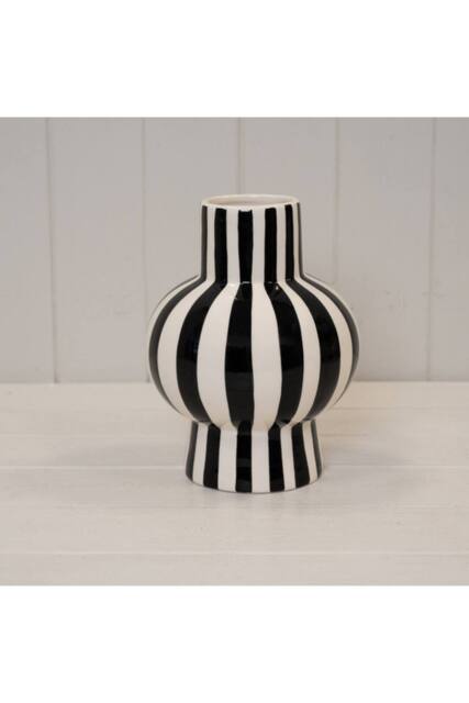 KDMD Black & White Striped Round Vase - image 1