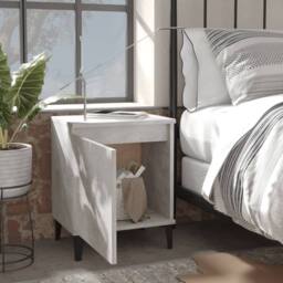 Berkfield Home Bed Cabinet with Metal Legs Concrete Grey 40x30x50 cm - Size: 40 x 30 x 50 cm - thumbnail 3