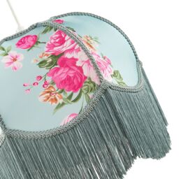 Happy Homewares Duck Egg & Pink Rose Victorian Lamp Shade with Embroidered Trims in Duck Egg Blue - Size: 14 inches - thumbnail 5