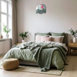 Happy Homewares Duck Egg & Pink Rose Victorian Lamp Shade with Embroidered Trims in Duck Egg Blue - Size: 14 inches - thumbnail 6