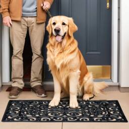 EONLION Large Rubber Entrance Doormat in Black - Size: 100 cm x 100 cm - thumbnail 5