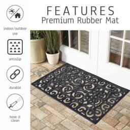 EONLION Large Rubber Entrance Doormat in Black - Size: 100 cm x 100 cm - thumbnail 3