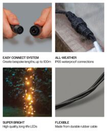 Xmas Haus String Lights Black Rubber IP65 5m/40 LED Warm White - thumbnail 3