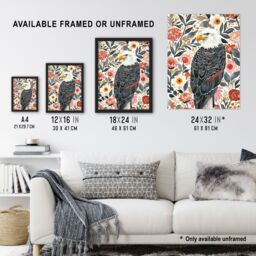 "Artery8 American Bald Eagle Floral Watercolour Portrait Framed Wall Art - Size: W12"" x H16""" - thumbnail 3