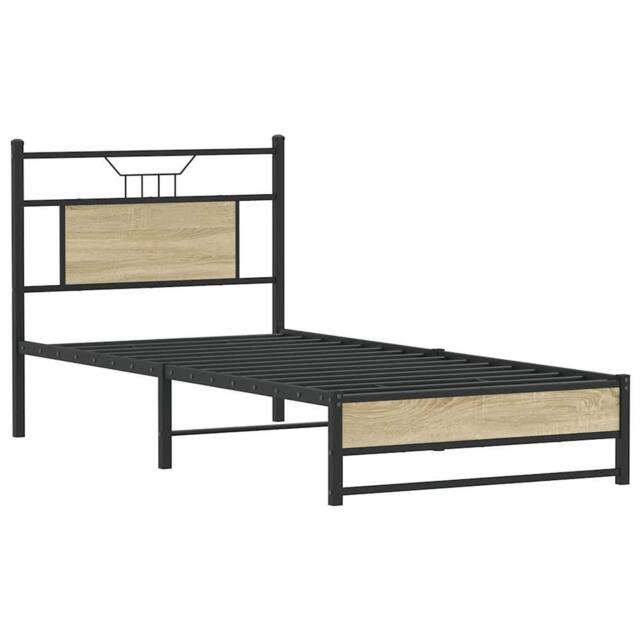 Berkfield Home Decorative Bed Frame Frame Sonoma Oak 75x190 cm Small Single Wood in Light Oak - image 1