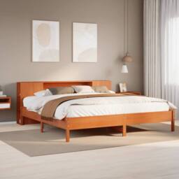 Berkfield Home Decorative Bookcase Bed without Mattress Wax Brown 200x200 cm Sol - thumbnail 2