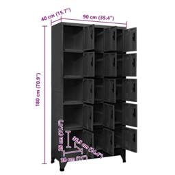 Berkfield Home Locker Cabinet Anthracite 90x40x180 cm Steel in Black - Size: 90 x 40 x 180 cm - thumbnail 8