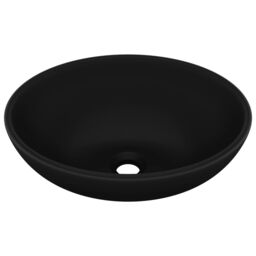 Berkfield Home Luxury Basin Oval-shaped Matt Black 40x33 cm Ceramic - thumbnail 2