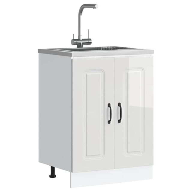Berkfield Home Sink Base Cabinet Kalmar High Gloss White 60x46x81.5 cm Engineered Wood - image 1