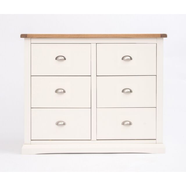 Cabinet Bits Cosenza 6 Drawer Chest of Drawers Chrome Cup Handle in Off-White - image 1