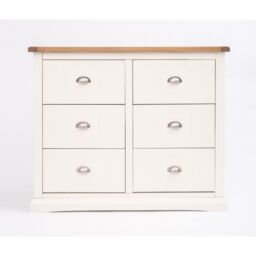 Cabinet Bits Cosenza 6 Drawer Chest of Drawers Chrome Cup Handle in Off-White