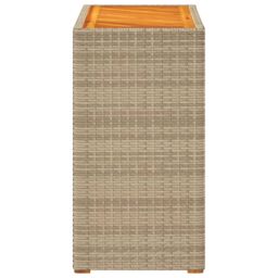 Berkfield Home Garden Side Table with Wooden Top Beige 60x40x75 cm Poly Rattan - Size: 60 x 40 x 75 cm - thumbnail 5