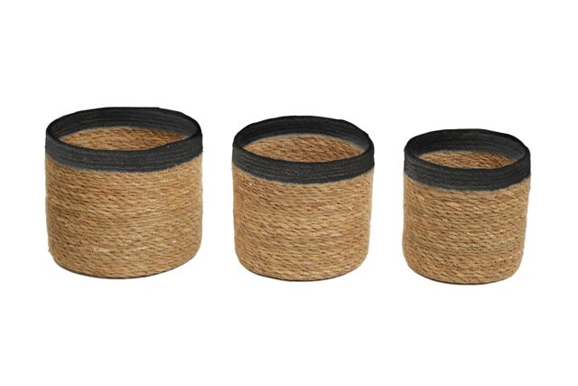 Orsina Lidi Set Of Three Natural & Black Baskets - image 1