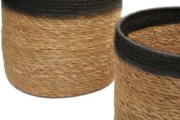 Orsina Lidi Set Of Three Natural & Black Baskets - thumbnail 4