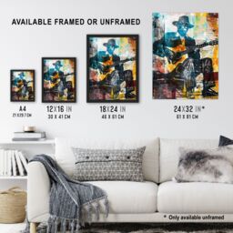 Artery8 Blues Music Guitar Player Upcycle Painting Framed Art Print - Size: A4 - thumbnail 3