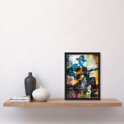 Artery8 Blues Music Guitar Player Upcycle Painting Framed Art Print - Size: A4 - thumbnail 4