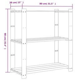 Berkfield Home 3-Tier Storage Rack Brown 80x38x90 cm Solid Wood Pine - Size: 80 x 38 x 90 cm - thumbnail 7